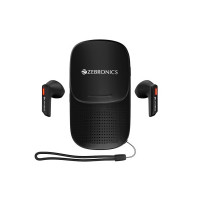 ZEBRONICS SoundBomb X1 3-in-1 Bluetooth v5.0 InEar Earbuds, Speaker Combo Black with 30 Hour Backup, Built-in LED Torch, Call Function, Voice Asst, Type C and Splash Proof Portable Design