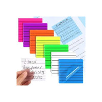 SHUTTLE ART Lined Sticky Note Pads, 50 Sheet Transparent Sticky Notes, Self Stick Lined Memos for School Office Supplies, Waterproof, Memo Pads Easy to Post, Colors Bright (Lined Pink Sticky Notes)