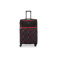 Nasher Miles Bristol Expander Soft-Sided Polyester Printed Luggage Bag Check-in Luggage Black Orange 28 inch |75cm Trolley Bag