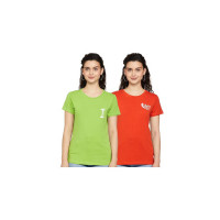Amazon Brand - INKAST Women's Regular Fit Cotton T-Shirt (Pack of 2)