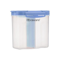 Floraware 2 Section Space Saver Air Tight, PET Transparent Plastic Container for Grocery, Flour, Snacks, Cereal, Grain Kitchen Storage Container, 2000 ML, 2 in 1, Air Tight, set 1, Blue