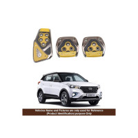 Oshotto 3 Pcs Non-Slip Manual CS-375 Car Pedals kit Pad Covers Set Compatible with Hyundai Creta (2015-2019) (Yellow)