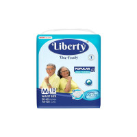 Liberty Popular Adult Diapers, Tape Style, Medium (M) Size, 10 Count, Waist Size (76-101cm | 30-40 inches), Unisex, High Absorbency, Leak Proof, Wetness Indicator, Pack of 1