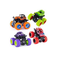 FAMOUS QUALITY® Push and go car Toy 4WD Mini Monster Trucks Friction Powered Cars for Kids Big Rubber Tires Baby Boys Super Cars Blaze Truck Children Gift Toys (Pack of 4 pc)