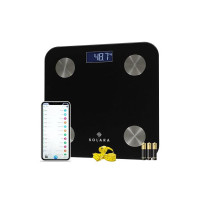 SOLARA Weighing Machine Digital for human body, High precision weight machine for body weight - tracks BMI, Body Fat | eBook and measuring tape included | Black [Apply 500 Off Coupon