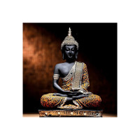 Global Grabbers Polyresin Sitting Buddha Idol Statue Showpiece for Home Decor Decoration Gift Gifting Items -ORG_BLK-BS2-(00)