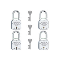 HINDSON Small Lock Atoot 50mm with 3 Key, Atoot 50 Steel Double Locking, 7 Lever Padlock for Door, Gate, Shutter (Finish Silver) (Atoot 50mm Pack 2)