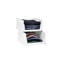 JIALTO 2 Units Clothes Organizer for Wardrobe | Versatile Cupboard Organizer for Clothes - Space Saving | Easy to Assemble, Durable Plastic Material, Wardrobe Organizer for Home (Pack of 2 PCS Large)
