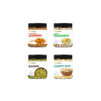 FARMCRAVES Premium Dry Fruits Combo Pack (1 Kg) | Whole Almond (250g) + Cashew (250g) + Raisin (250g) + Salted Pistachios (250g) | Healthy Dry Fruit Snack Combo
