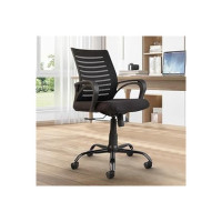 CELLBELL Desire C104 Mesh Mid Back Ergonomic Office Chair/Study Chair/Revolving Chair/Computer Chair for Work from Home Metal Base Seat Height Adjustable Chair [Black]