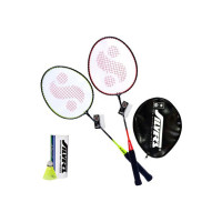 Silver's SIL-SB160-COMBO2 (2 Badminton Rackets, 1 Half Cover, 1 Box Plastic Shuttlecock (Pack of 3)) Badminton Kit