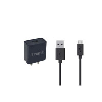 Trost - 2Amp Wall Travel Charger Adapter with Micro USB Data Sync Cable for Samsung A7, A8, A8 Plus & All Smartphones(Black, 2A)