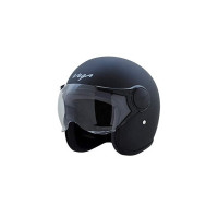 Vega Jet ISI DOT Certified Matt Finish Open Face Helmet for Men and Women with Clear Visor(Dull Black, Size:L)