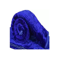 LA VERNE Woolen Blend Warm & Cozy Mink Blanket for Heavy Winters for Double Bed, Super Soft Mink Embossed Blanket (Blue)