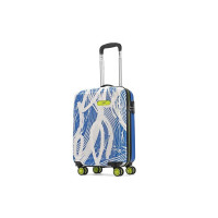 Skybags Stroke Cabin ABS Hard Luggage (55 cm) | Printed Luggage Trolley with 8 Wheels and in-Built Combination Lock | Unisex, Blue and White
