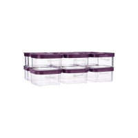 Floraware Food Safe Plastic Multiuse Square Fit-Lock Airtight Storage Jar, Grocery Container, BPA free, 750 ML (Purple, 1)