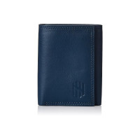 Nelle Harper Men's Leather Trifold Wallet, Blue, (NHMLWV005)