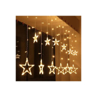 Quace 12 Stars Curtain String Lights, Window Curtain Lights with 8 Flashing Modes Decoration for Christmas, Wedding, Party, Home, Patio Lawn, Warm White - Warm White
