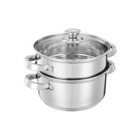 Amazon Brand - Solimo Stainless Steel Induction Bottom Steamer/Modak/Momo Maker with Glass Lid (2 litres)