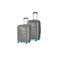 Safari Crypto 2 Pc Set 55 & 65 cms- Small & Medium Polycarbonate (PC) Hard Sided 4 Wheels Spinner Luggage Set/Suitcase Set/Trolley Bag Set (Gunmetal Grey)