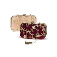 Kuber Industries Clutch Purse | Wedding Clutch | Party Hand Purse | Women’s Clutch Purse | Detachable Chain Purse | Wallet Hand Bag | Lock System Hand Bag | Pack of 2 | Multi