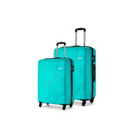 Safari Pentagon 2 Pc Set 55 cms & 65 cms- Small and Medium Polypropylene (PP) Hard Sided 4 Wheels 360 Degree Rotation Luggage Set/Suitcase Set/Trolley Bag Set (Cyan-Blue)