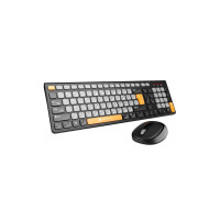 Portronics Key7 Combo Wireless Keyboard & Mouse Set with 2.4 GHz USB Receiver, 10m Working Range, 12 Shortcut Keys, Adjustable DPI, 10 Million Key Life & Click Life for PC, Laptop, Mac (Grey+Orange)