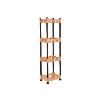 Amazon Brand - Solimo Four-Tier Multipurpose Plastic Rack for Kitchen, Living Room, Bathroom (Concave, Beige and Brown)