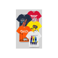 Boys Printed Cotton Blend T Shirt  (Multicolor, Pack of 5)