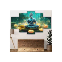 SAF Buddha Paintings for Wall Decoration - Set Of Five, 3d modern art Painting for Living Room Large Size with Frames for Home Decoration, Hotel, Office 76.2 cm x 45 cm SANFPNLS35452
