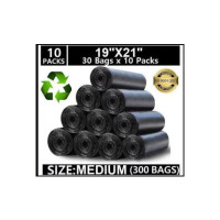 ASCREATION Biodegradable Black Garbage Bag - 19x21 ,(10X30=300 Pieces) Medium 12 L Garbage Bag Pack Of 300  (300Bag )