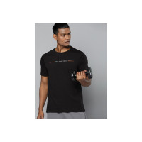 HRX by Hrithik Roshan Men Printed Round Neck Pure Cotton Black T-Shirt