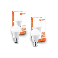 Orient Electric 12W High Glow LED bulb| 180-degree wide beam angle| Voltage surge protection up to 4 kV| 6500K, Cool White| B22d base| Made in India| Pack of 2
