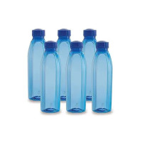 CELLO Crystal PET Bottle | Leak proof and Break proof | Perfect for staying hydrated at the school,college, work, gym and outdoor adventures Water Bottle | 1000ml X 6 | Blue