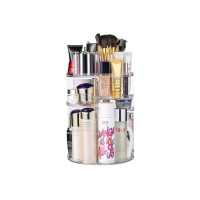 INOVERA (LABEL) Cosmetic Makeup Storage Holder Organizer Adjustable 360 Rotation Box Display Cases for Vanity Countertop, 23L x 23B x 30H cm (Transparent)