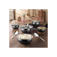 Classic Essentials Black coloured /patila/bhagona/biryani cook & serve Handi Cookware Set  (Stainless Steel, 10 - Piece)