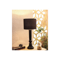 Ntu-200 Black Cotton Shade Table lamp with Wood Base by tu casa Holder type-b-22 (Bulb not Included)