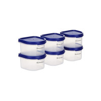 Floraware Food Safe Modular Plastic Storage Containers, Storage Jar with Lid, BPA Free, 250ML (Blue, 2)