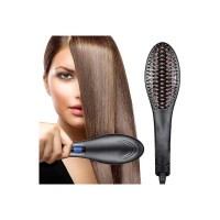 Eloxee Hair Electric 3 in 1 Comb Brush Ceramic Fast Hair Straightener For Women's Legend of Korra Hair Straightening Brush with LCD Screen, Temperature Control Display (Black Hair Brush)