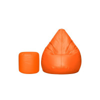 TUSA LIFESTYLE Bean Bag Chair with Stool Combo Set with Beans Filled (XXL, Orange)