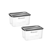 Floraware Plastic Food Safe Multiuse Storage Container, Fridge Storage Container with Lid, BPA Free, 2000ML (Black, 1)