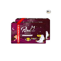 Paree Super Nights Sanitary Pads for Women (Trifold) |XXL-60 Pads (Combo of 2)|Double Feathers|Quick Absorption|Disposable Covers|Wide Coverage|Leakage Protection All Night