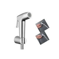ALTON SHR20940 Dual Flow Health Faucet with SS-304 Grade 1.25 Meter Flexible Hose Pipe and Wall Hook (Chrome Finish), Polished, Acrylonitrile Butadiene Styrene, Silver