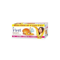 Vivel Glycerin Bathing Bar Soap for Soft Moisturized Skin with Pure Almond Oil & Vitamin E, 1125g (125g - Pack of 9), Soap for Women & Men, For All Skin Types