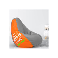 ComfyBean Bag with Beans Filled XXXL- Official: Jack & Mayers Bean Bags - for Young Adults - Max User Height : 5-5.8 Ft.-Weight : 60-70 Kgs(Model: All I Need is bohot Paise - Orange Grey)