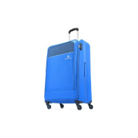 Aristocrat Oasis Plus Large Size Soft Check in Luggage (79 cm) | Spacious Polyester Trolley with 4 Wheels and Combination Lock | Dazzling Blue | Unisex| 5 Year Warranty