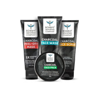 Bombay Shaving Company Valentine's Day Gift Kit For Men | Activated Charcoal Facial Kit | Charcoal Face Wash, 45 gm, Charcoal Face Scrub, 45 gm, Charcoal Face Pack and Charcoal Peel Off Mask, 60gm (Coupon)