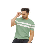 HOODMASTAR Regular Fit Double Stripes On Chest Round Neck Half Sleeve T-Shirt for Men