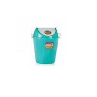 ARISTO Swing Lid Garbage Waste Dustbin with Metal Coated Side Handle (25 LTR, Green)