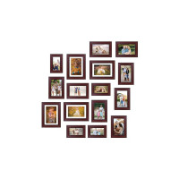 Amazon Brand - Solimo Collage Set of 16 Rosewood Photo Frames ( 4 x 6 Inch - 4, 5 x 7 Inch - 8 & 6 X 8 Inch - 4)